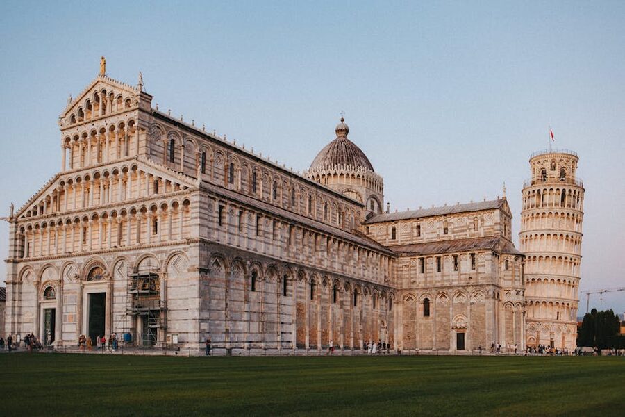 Pisa Cathedral and Leaning Tower in late afternoon sunlight