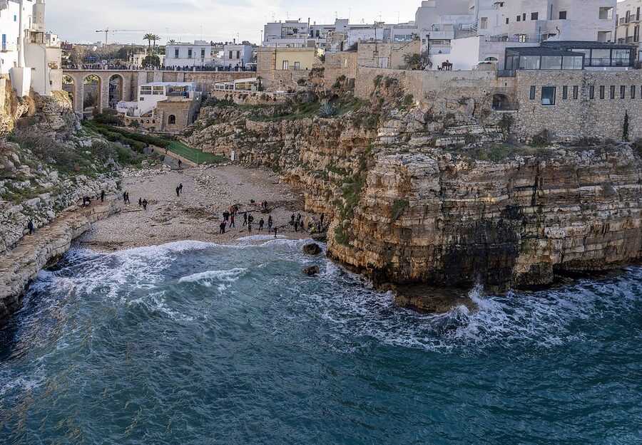 Lama Monachile bridge Polignano with cove below