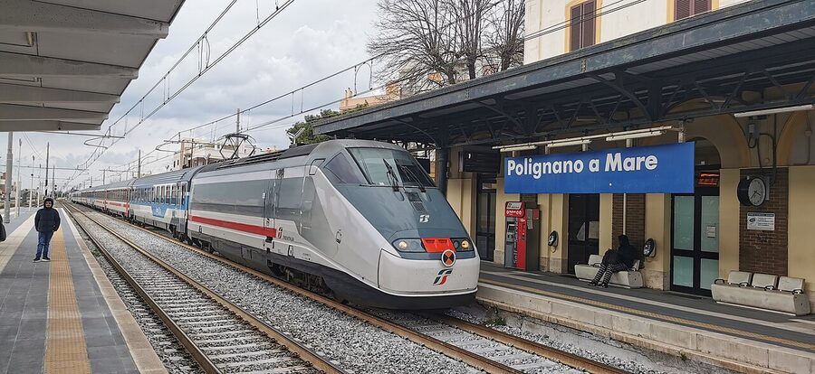 Train at Polignano a Mare station