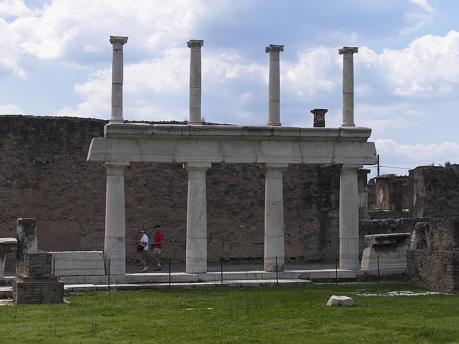 Pompeii Forum with Vesuvius in the distance