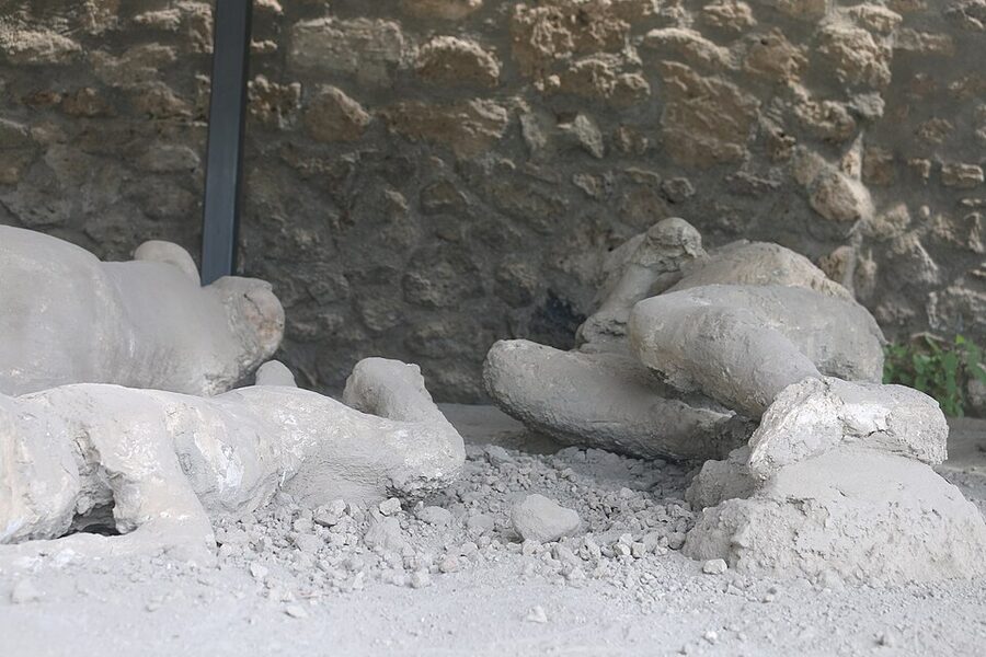 Plaster cast of Pompeii eruption victim