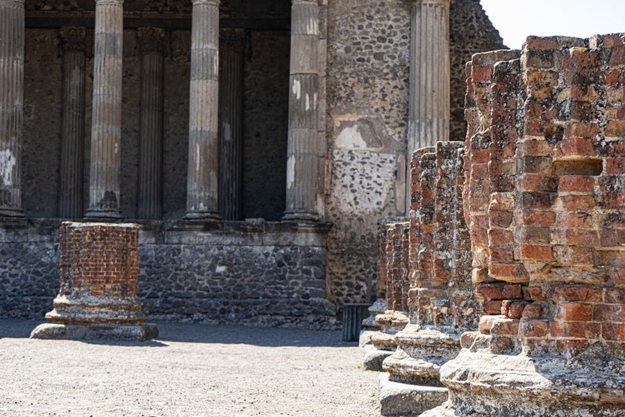 Sunlit columns at Pompeii