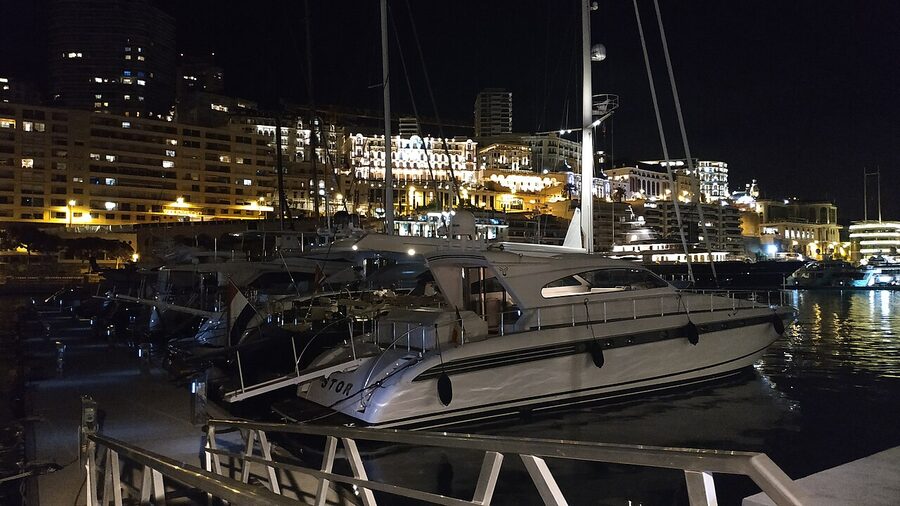 Yachts moored in Port Hercule, Monaco's main harbour