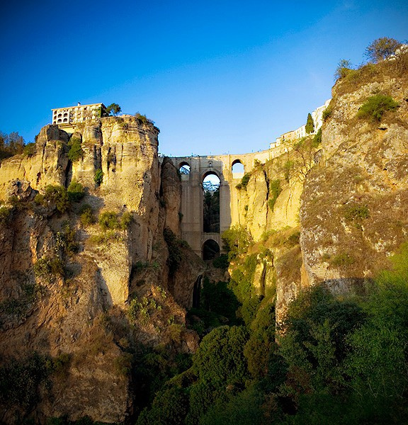 Puente Nuevo Ronda from the side at the gorge
