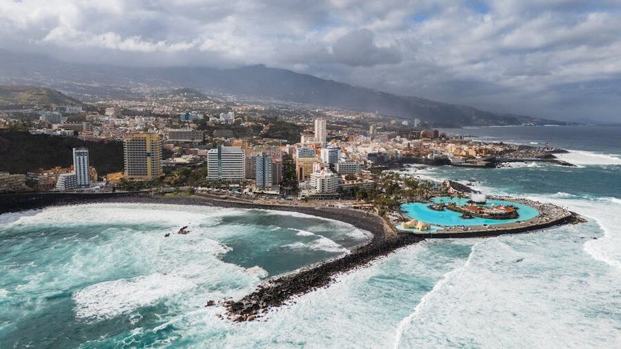 Aerial view of Puerto de la Cruz on the north coast of Tenerife