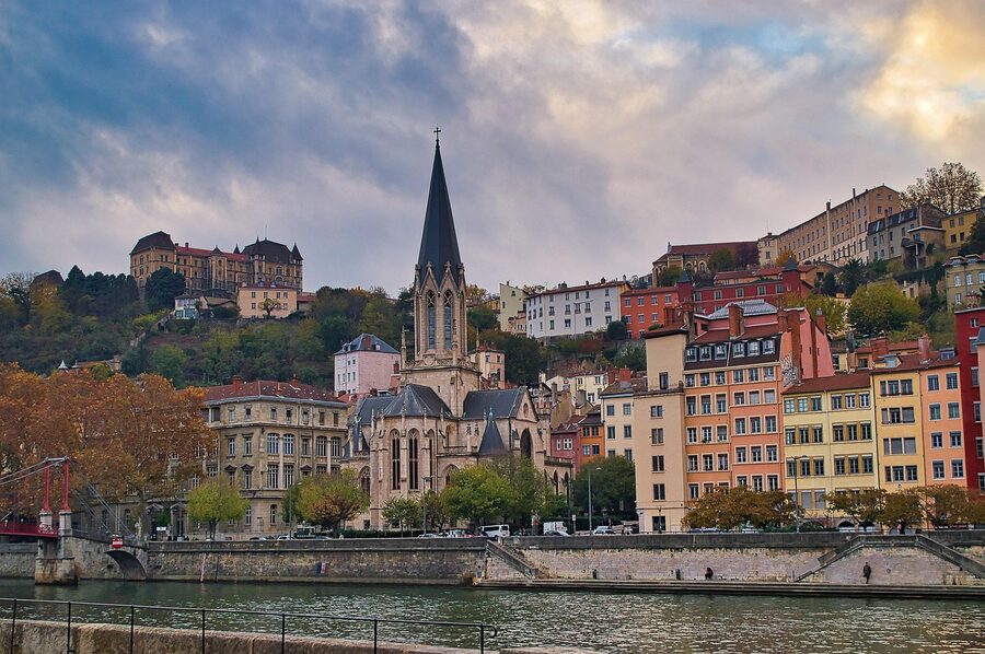 Quai de Saone riverbank in Lyon