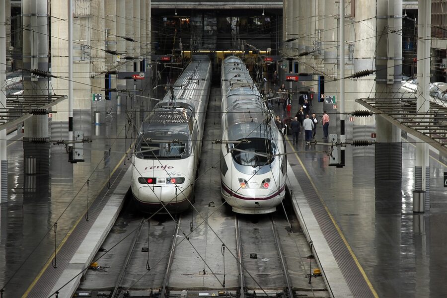 High speed AVE trains at Atocha Madrid station