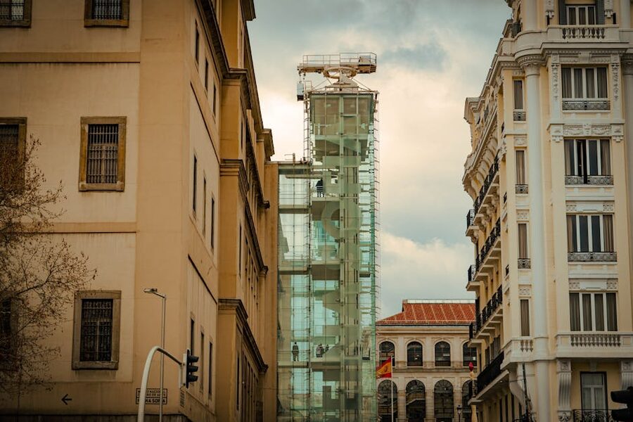 Modern and classic architecture in central Madrid