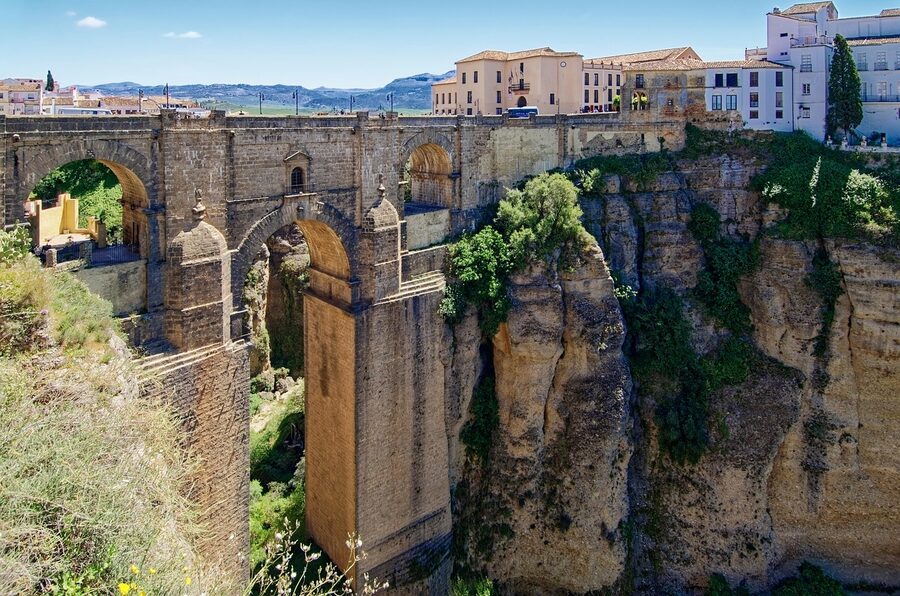 Ronda historic centre panorama with bridge