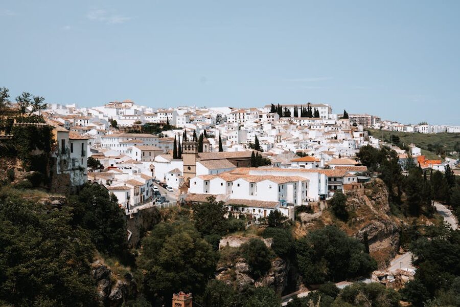 Ronda whitewashed architecture in golden hour