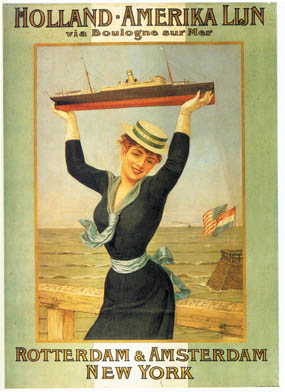 Holland-Amerika Lijn poster from 1898 advertising twin-screw steamers from Rotterdam to New York