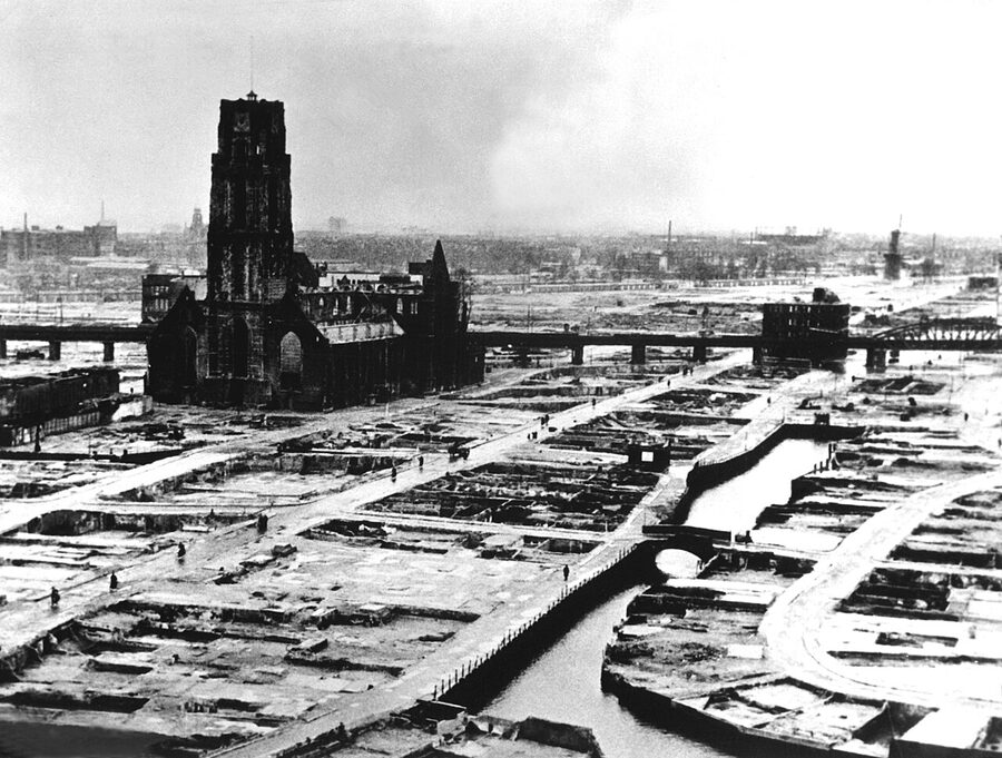 The Laurenskerk after the German bombing of Rotterdam in May 1940