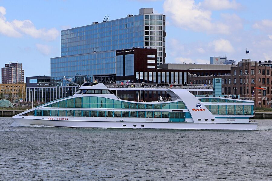 A Spido passenger boat moored at Willemskade pier in Rotterdam