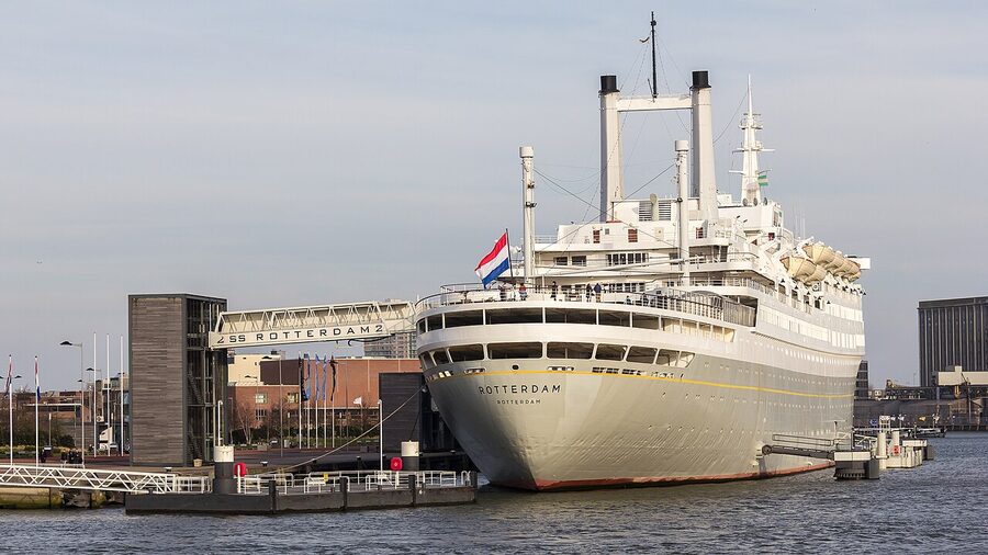 The SS Rotterdam ocean liner permanently moored in Rotterdam as a hotel and museum