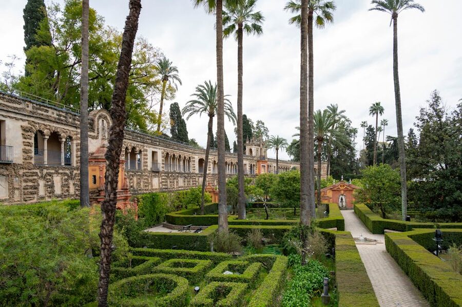 Royal gardens Alcazar of Seville far end
