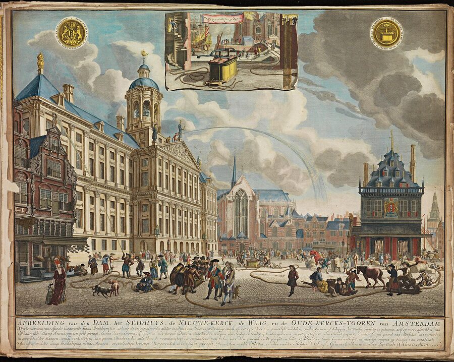 Engraving of Dam Square in 1699 by Frederick de Wit showing the Stadhuis Town Hall
