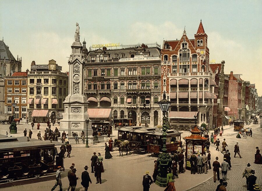 Dam Square Amsterdam historical photochrom