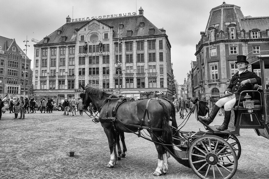Royal carriage at Dam Square Amsterdam vintage photograph