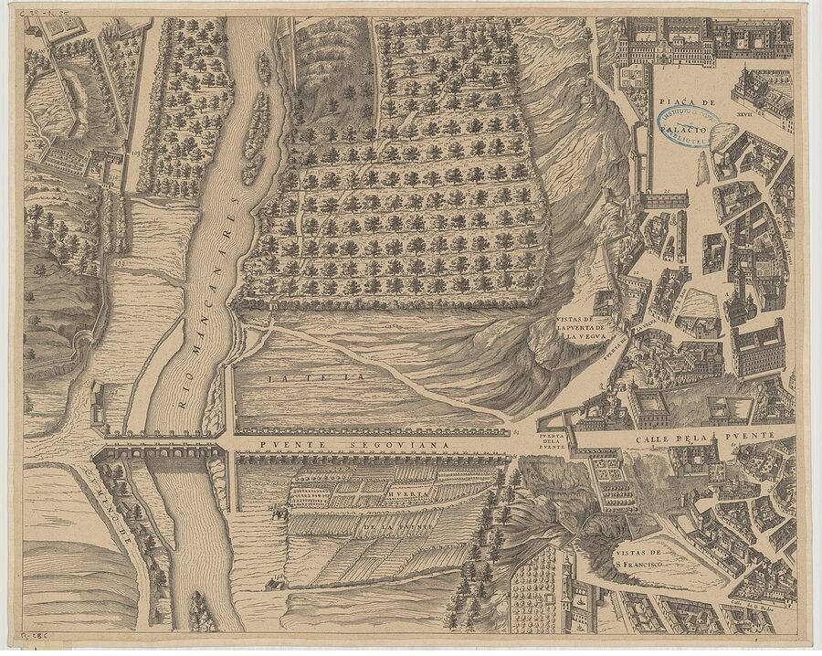 Pedro Teixeira's 1656 Topographia of Madrid showing the old Alcazar