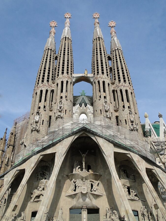 Sagrada Familia exterior showing the towers under construction