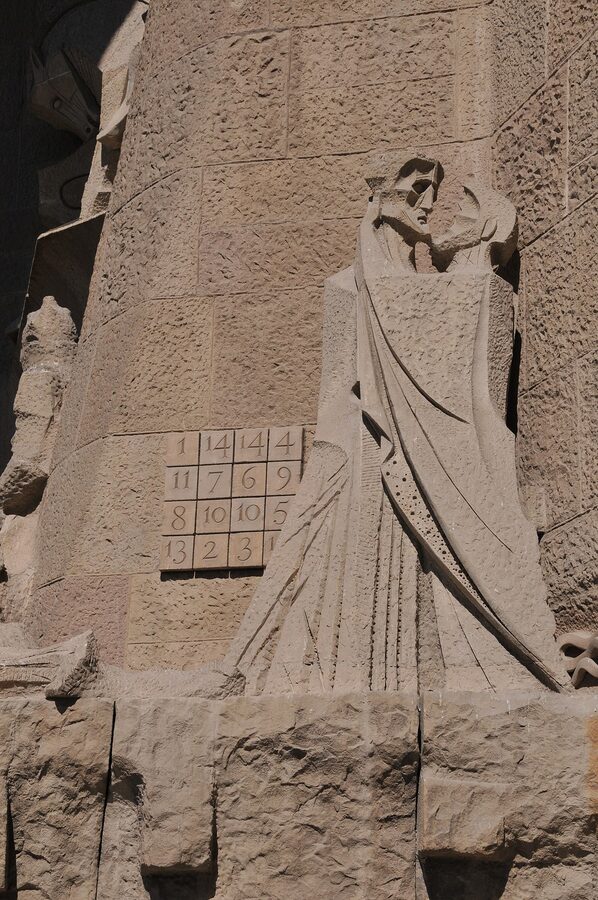 The 4x4 magic square carved into the Passion facade of Sagrada Familia