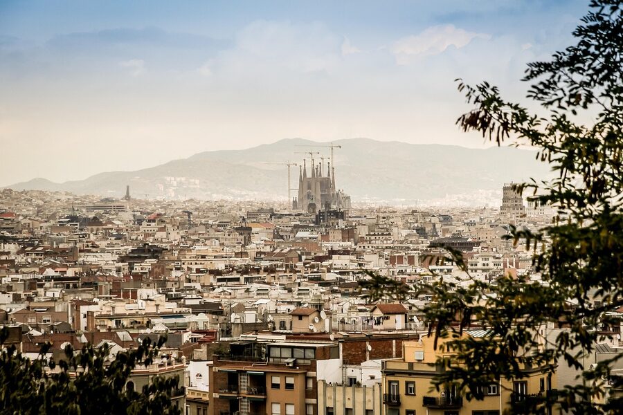 Sagrada Familia skyline panorama in Barcelona