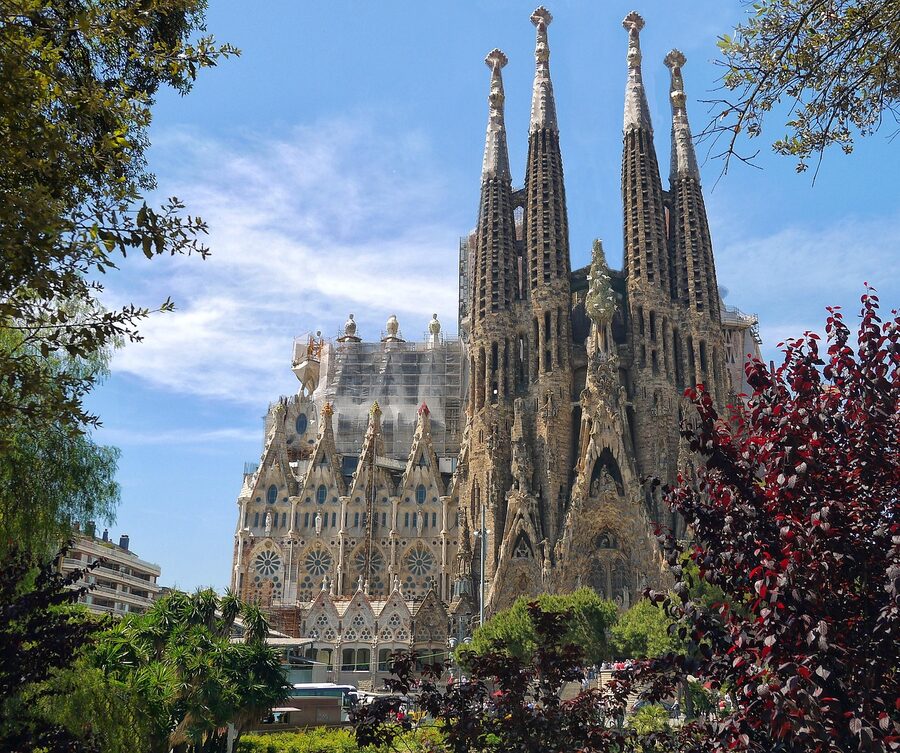 Sagrada Familia spires and facade detail