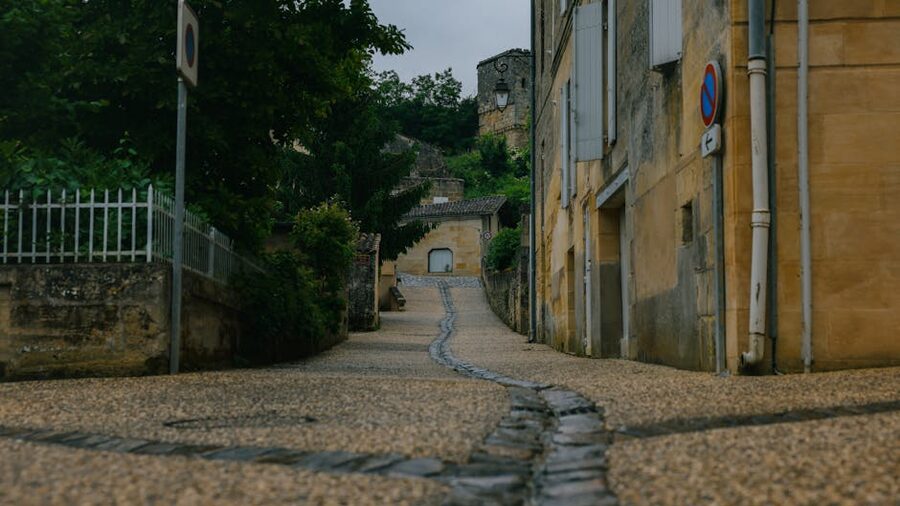 Saint-Émilion cobblestone street in summer light