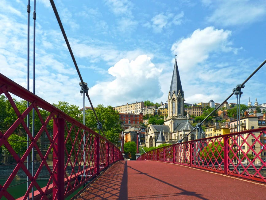 Saint George footbridge connecting Vieux Lyon and Presqu'ile