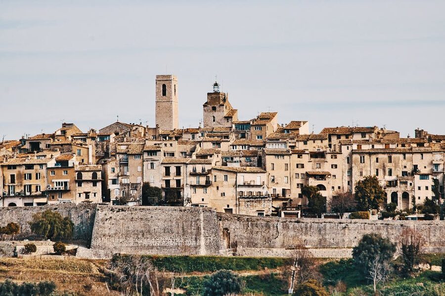 Saint-Paul-de-Vence medieval village with stone walls