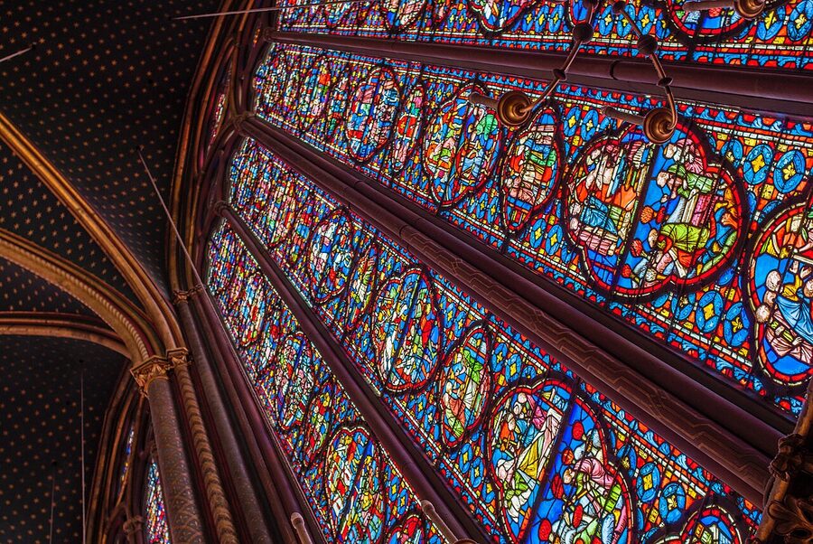 Sainte-Chapelle stained glass windows showing biblical scenes