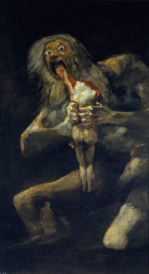 Saturn Devouring His Son by Francisco de Goya one of the Black Paintings in the Prado Museum