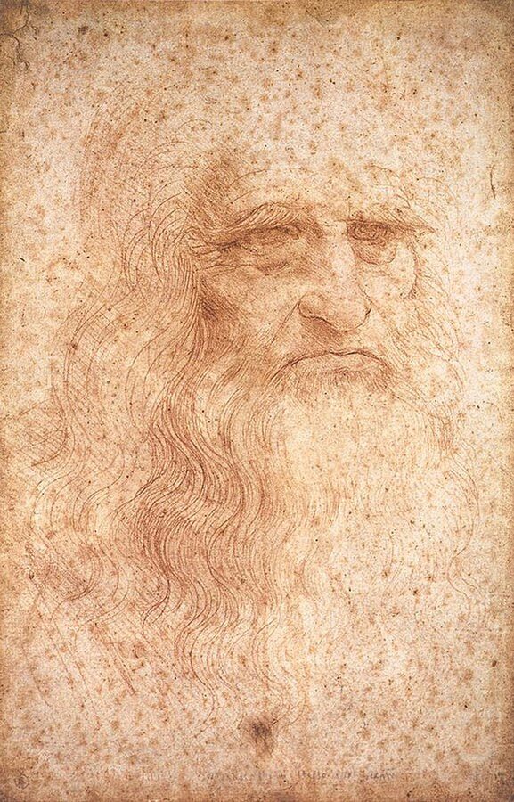 Leonardo da Vinci presumed self-portrait red chalk drawing