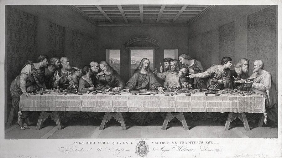 Raffaello Morghen 1800 engraving of Leonardo Last Supper based on early reproduction