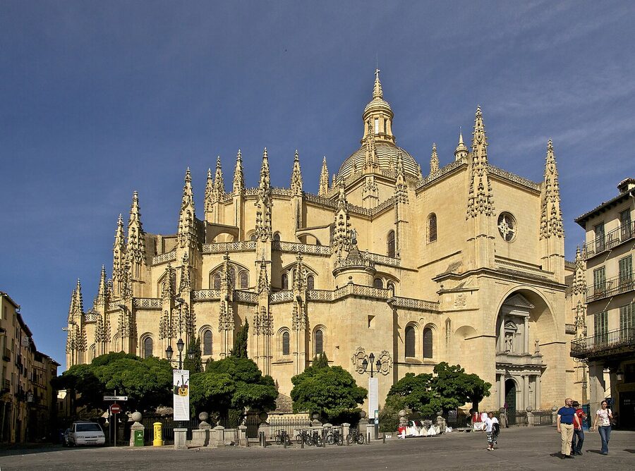 Segovia Cathedral viewed from Plaza Mayor square