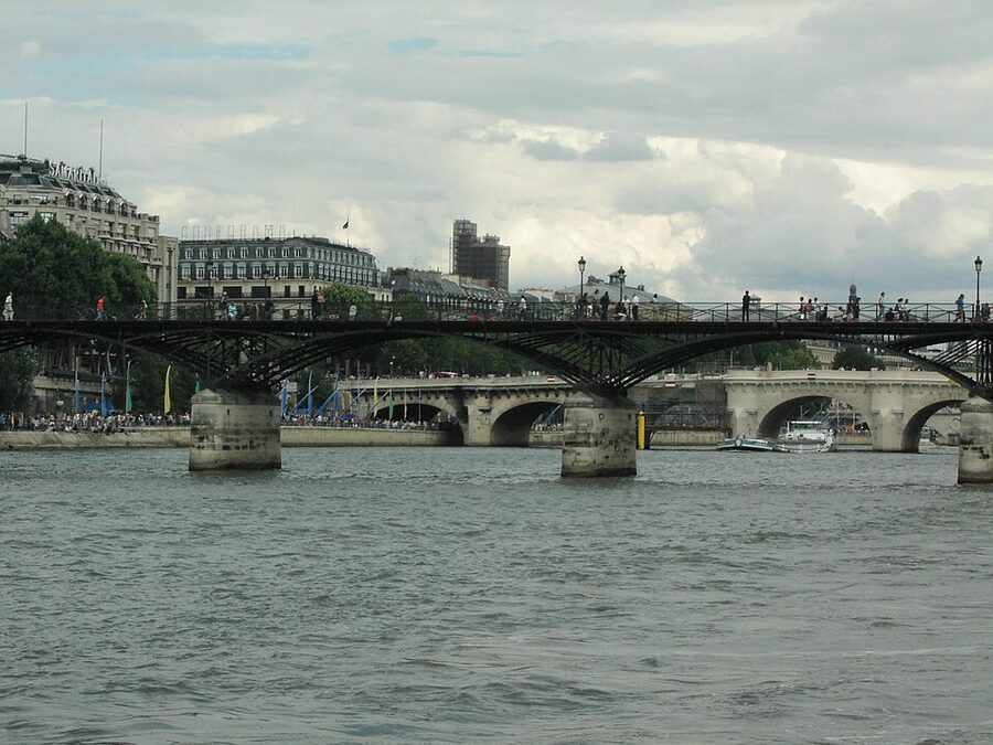 View of the Seine river from a Bateau-Mouche cruise boat