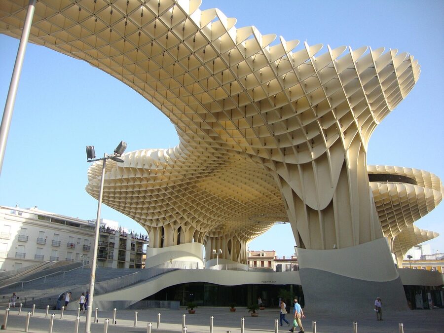 Detailed view of Metropol Parasol design and architecture in Seville