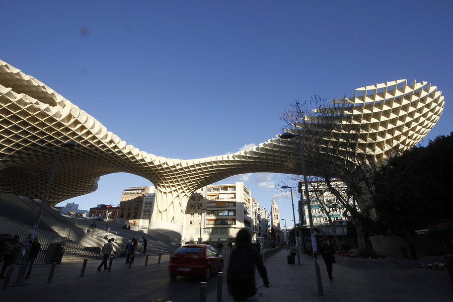 Setas de Sevilla full structural view from below