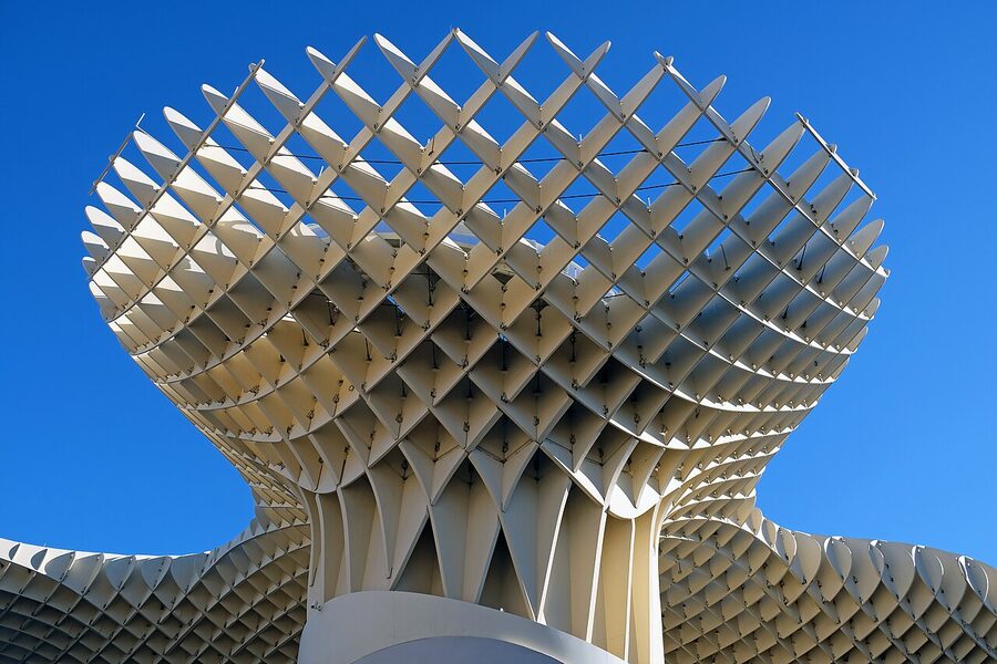 Setas de Sevilla seen from Plaza de la Encarnacion at ground level