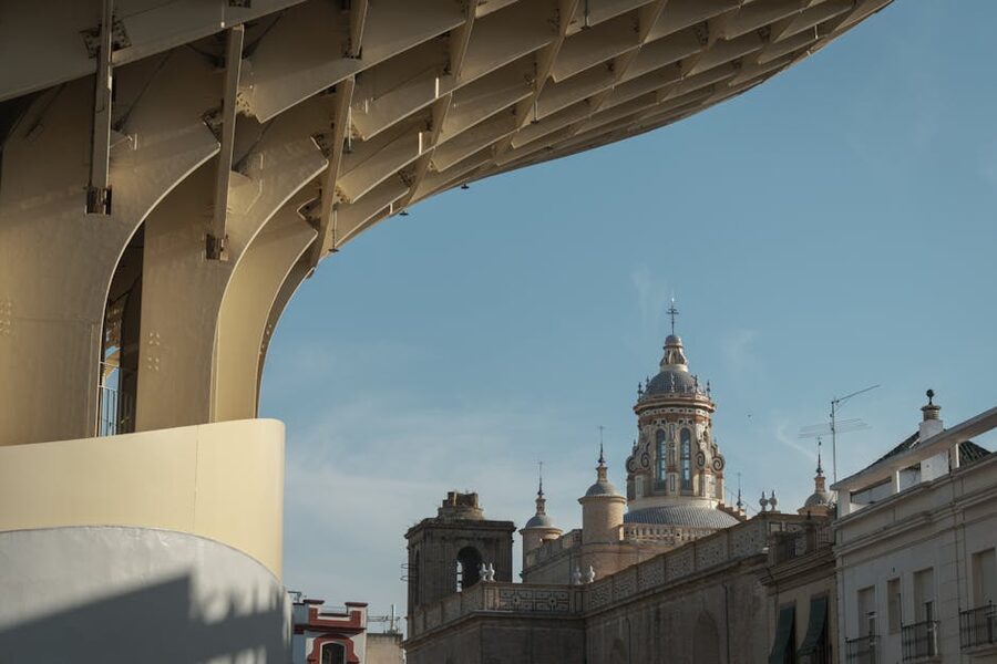 Setas de Sevilla among historic buildings in the Seville skyline