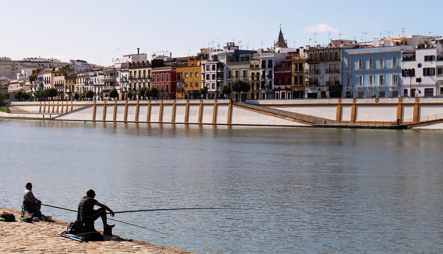 Calle Betis Triana waterfront looking at Torre del Oro Seville