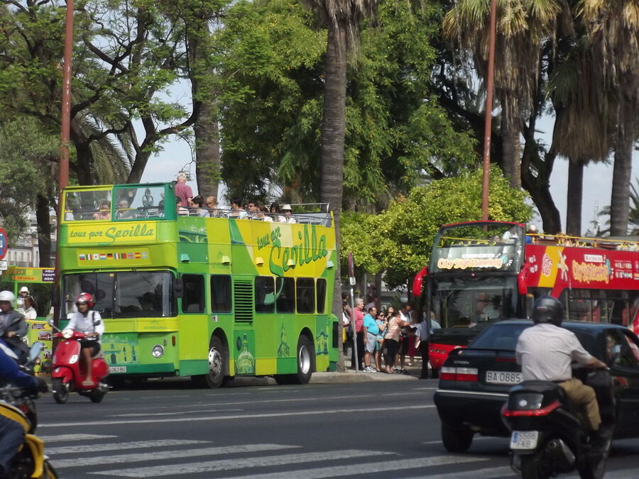 Both operators on Paseo de Cristobal Colon Seville