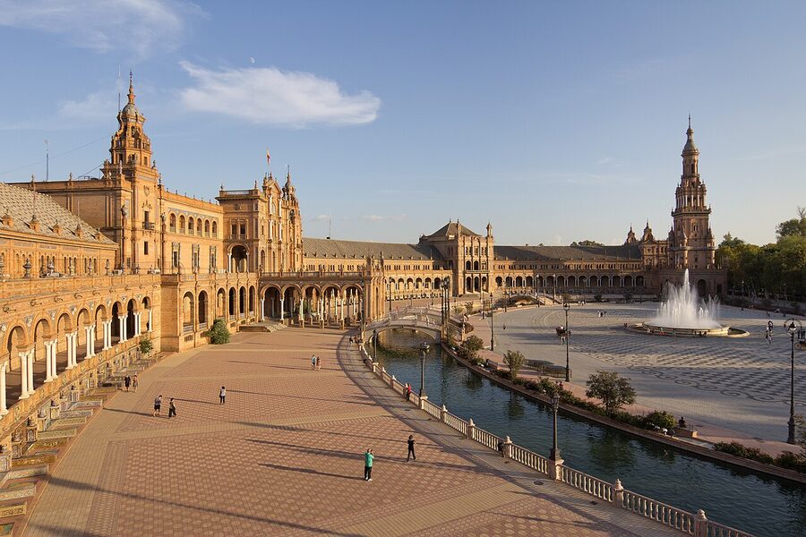 Plaza de España aerial view Seville