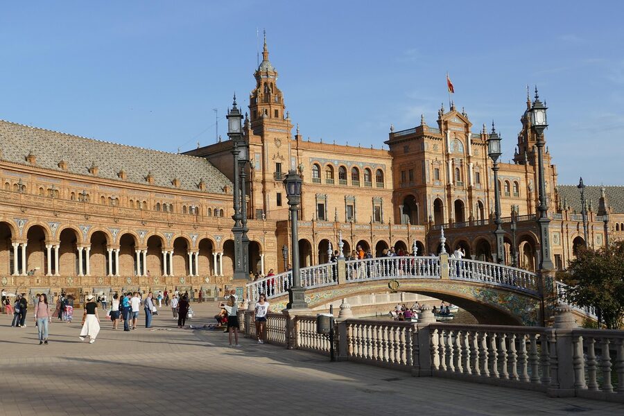 Plaza de España with footbridges and water Seville