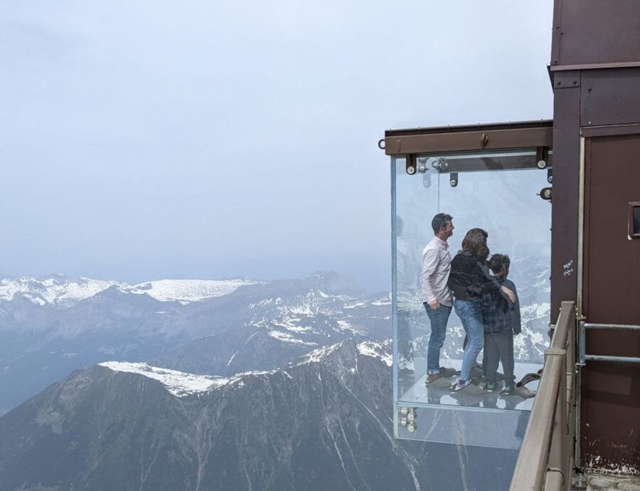 Step into the Void glass cube at Aiguille du Midi summit, Chamonix