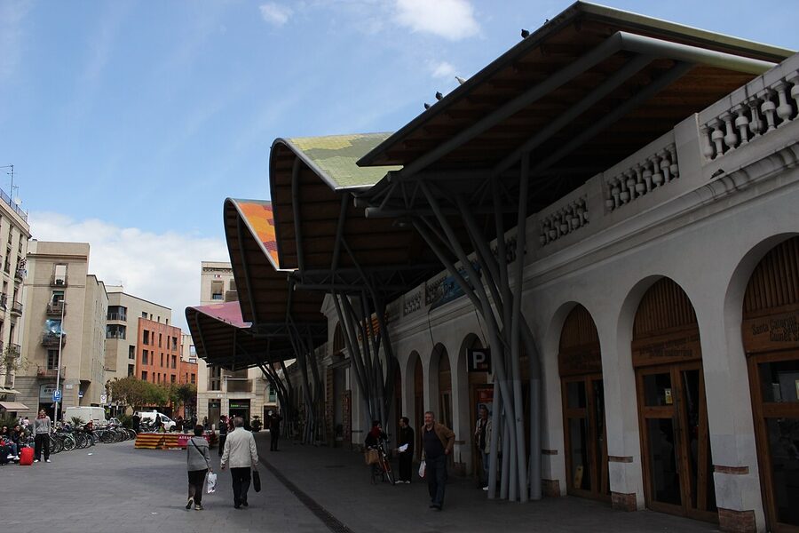Coloured tile roof of Mercat de Santa Caterina Barcelona