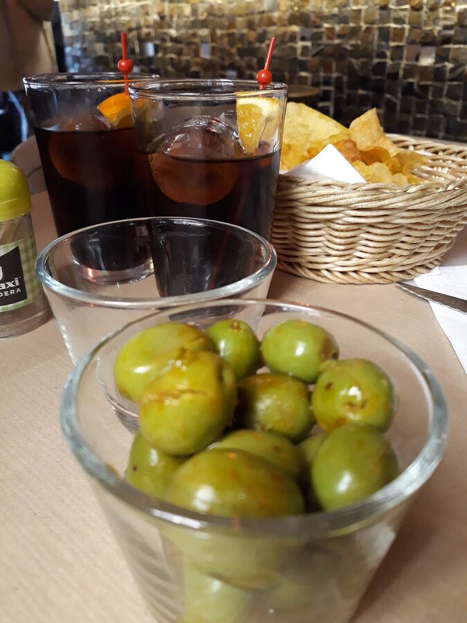 Vermut aperitif served Catalan style at a Barcelona bar