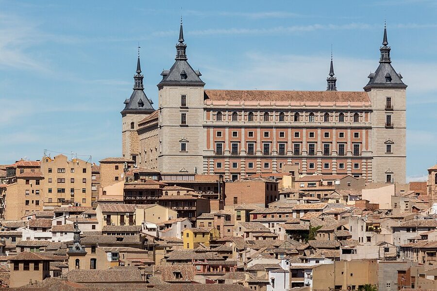 View of the Alcázar of Toledo from the Mirador del Valle across the Tagus river