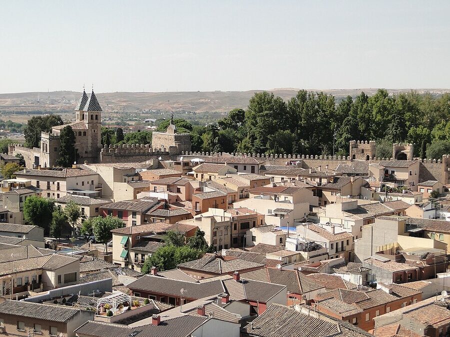 Puerta de Bisagra, the historic main gate into the walled city of Toledo, Spain