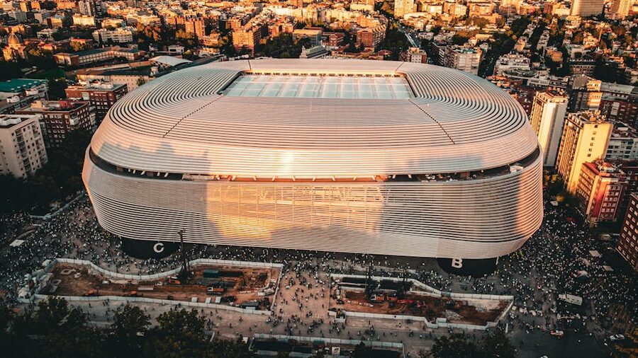 Aerial view of the Santiago Bernabéu Stadium